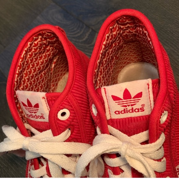 Rare Original Vintage Adidas Red Corduroy High Top - Picture 3 of 7